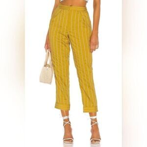 Tularosa Mustard Yellow‎ Aimee Striped Cropped Straight Leg Pants M High Waist